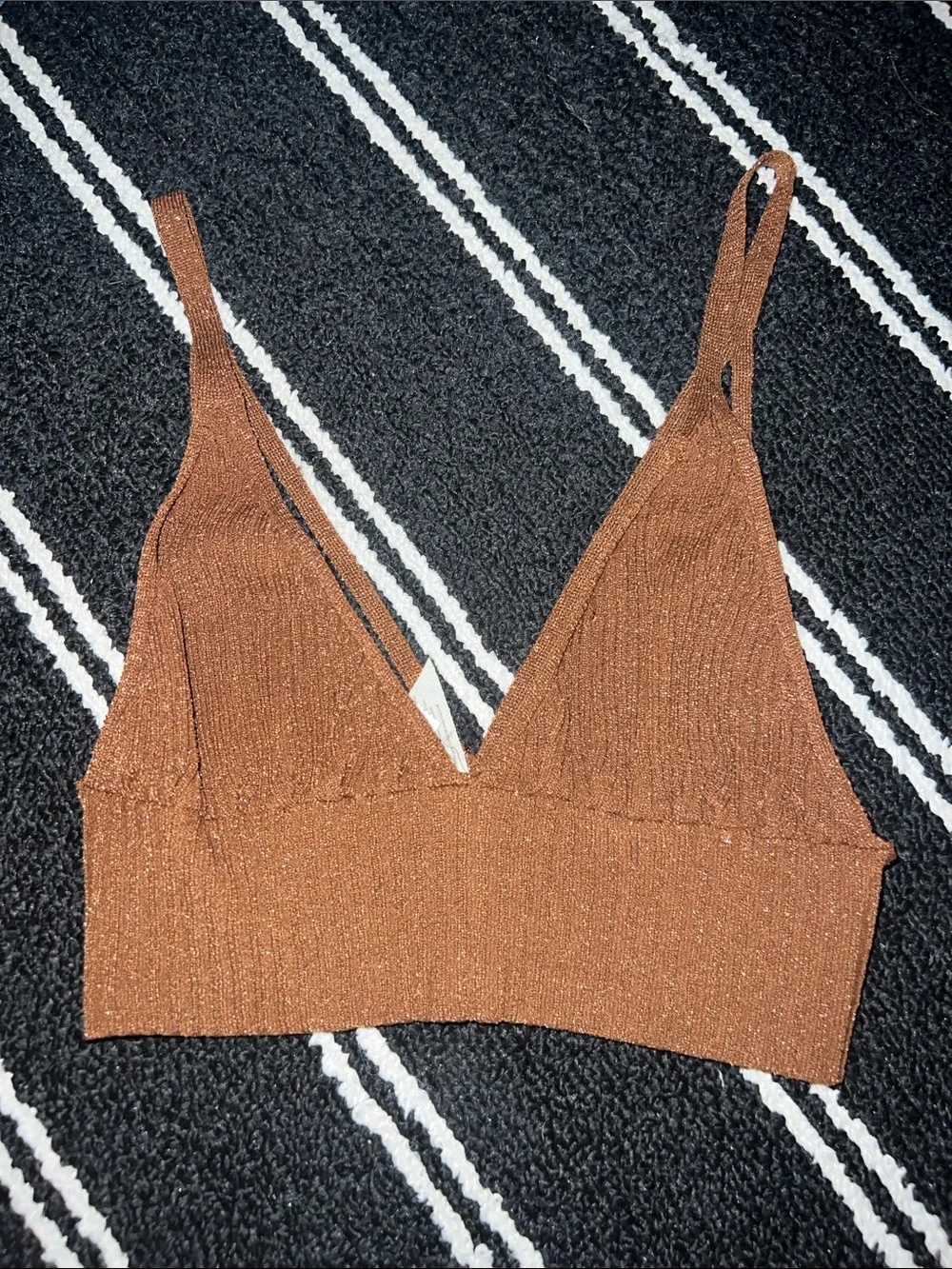 Free People Brown Ellery Sweater Longline Bralette Crop Top in Bronzed Copper